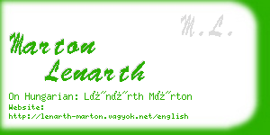 marton lenarth business card